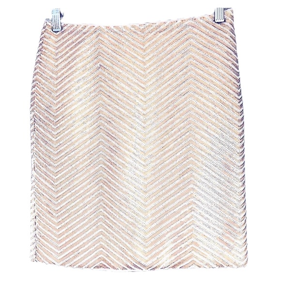 Banana Republic Dresses & Skirts - BANANA REPUBLIC Gold and White Sequined Chevron Skirt SIZE 2